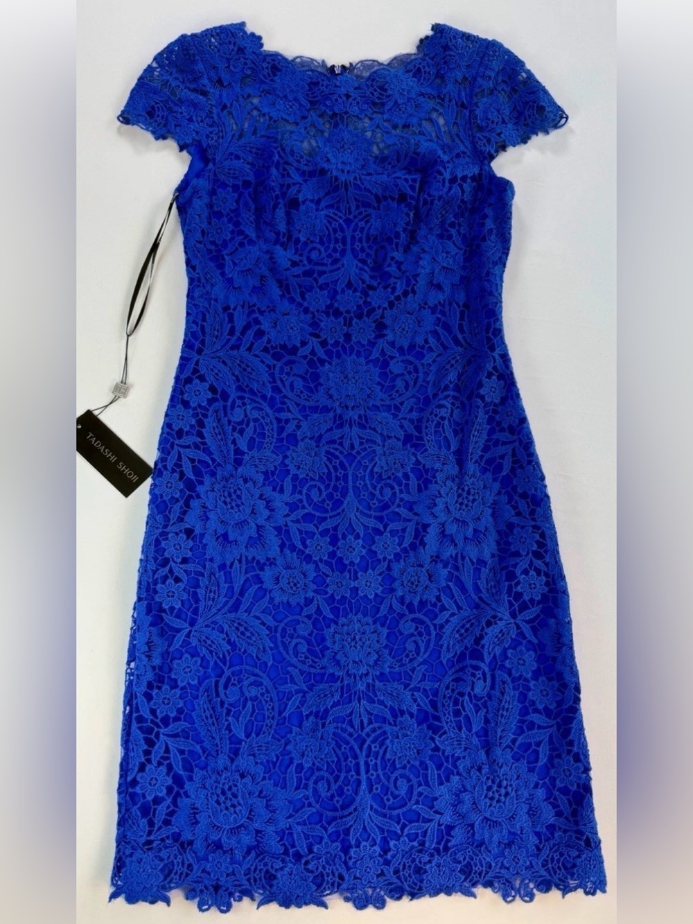 Tadashi Shoji Royal Blue Lace Cap Sleeve Cocktail Dress Size 10P